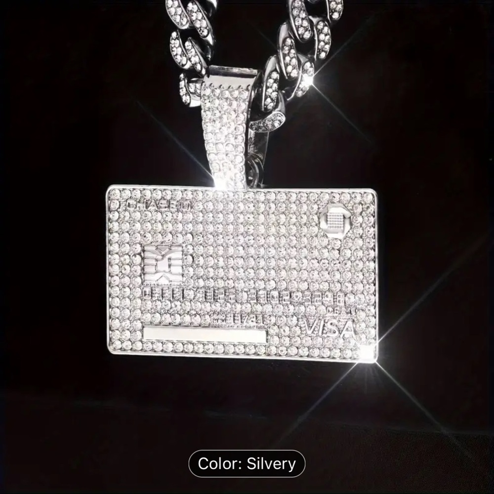 Mens Dazzling Diamond Hip Hop Hang Tag Necklace